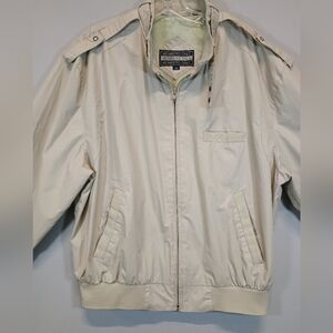 Vintage Members Only Jacket Size 44 Beige Classic Full Zip Bomber